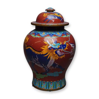 Sale Photo Thumbnail #293: Chinese Cloisonne Kylin Motif Covered Jar