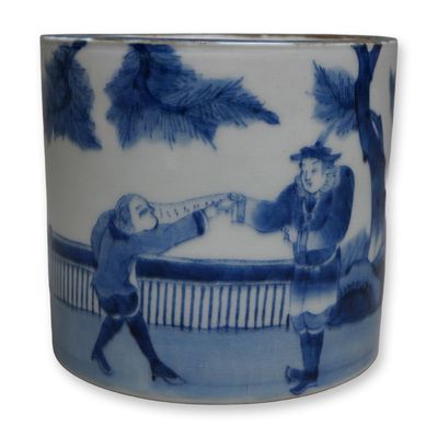Sale Photo Thumbnail #35: Japanese Porcelain Brush Holder Nanban Screen 18th Century