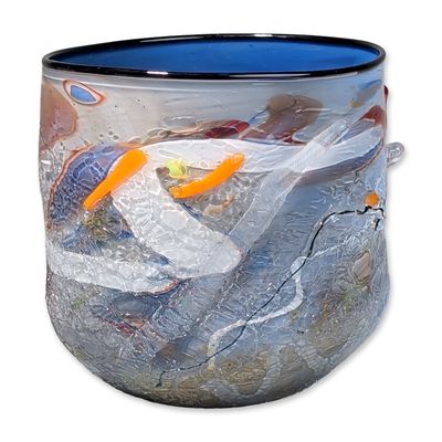 Sale Photo Thumbnail #25: Contemporary American Studio Glass Textured Vessel, Signed