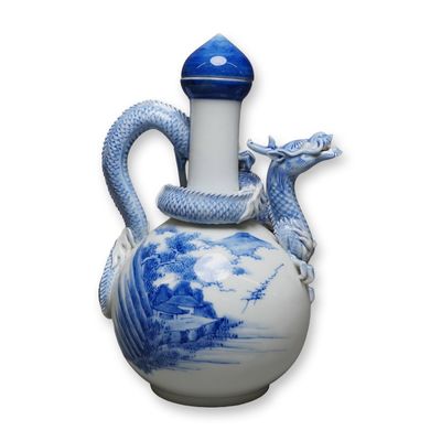 Sale Photo Thumbnail #47: Japanese Hirado Dragon Ewer Blue and White Porcelain 19th Century