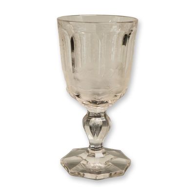 Sale Photo Thumbnail #232: European Engraved Crystal Goblet with Deer Scene, 19th Century
