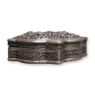 Sale Photo Thumbnail #546: Sri Lanka Sterling Silver Box Pierced Top