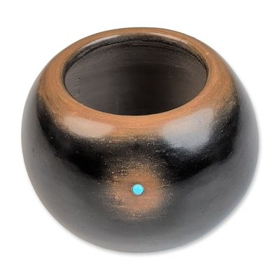 Sale Photo Thumbnail #69: Cavan "Eagle Tail" Gonzales (Native American, b. 1970) San Ildefonso Blackware Pottery Seed Jar