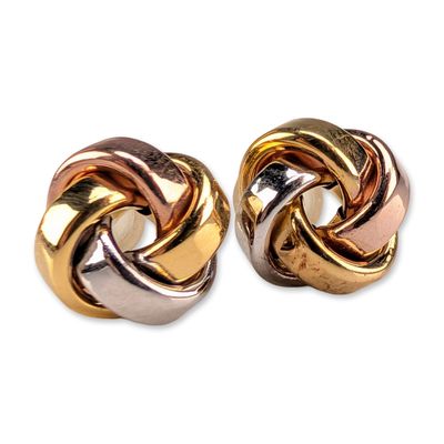 Sale Photo Thumbnail #415: Cote d'or 14K Tri-Color Gold Knot Earrings