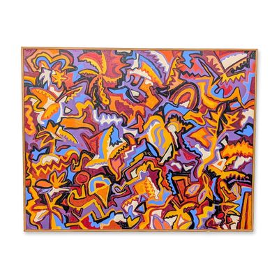 Sale Photo Thumbnail #573: L. Tobe (American 20th-21st century) Avant Garde Abstract Acrylic on Canvas, Signed