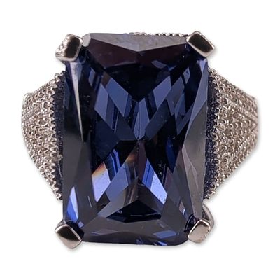 Sale Photo Thumbnail #637: Sterling Silver Blue Gemstone Cocktail Ring