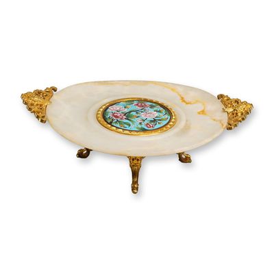 Sale Photo Thumbnail #312: French 19th Century Onyx and Ormolu Mounted Centerpiece with Champleve Enamel Medallion
