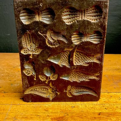 Vintage Carved Wax Culinary Mold with Animal and Botanical Motifs