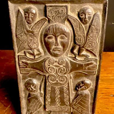 20th Century Celtic Style Cast Resin Athlone Crucifixion Plaque