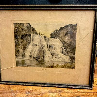 Hand-Colored Print of Ithaca Falls in Bolton's Picture Shop Frame