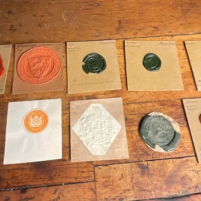 1570-1910 Collection of Dutch and Belgian Wax Seal Impressions and Embossed Paper Labels