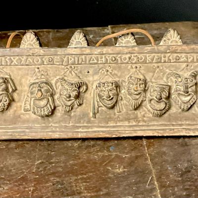 1979 Greek Pelo Attika Cast Composite Plaque of Theatrical Masks