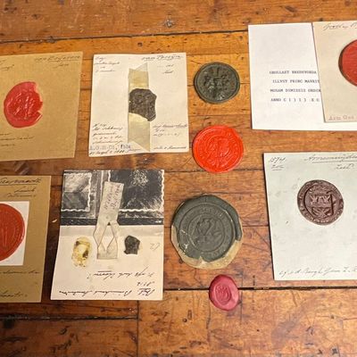 Collection of Dutch Historical Wax Seal Impressions and Archival Ephemera