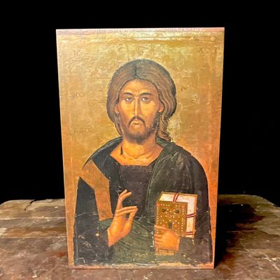 Maria Laach West German Mounted Icon Plaque of Christus Der Lebensspender