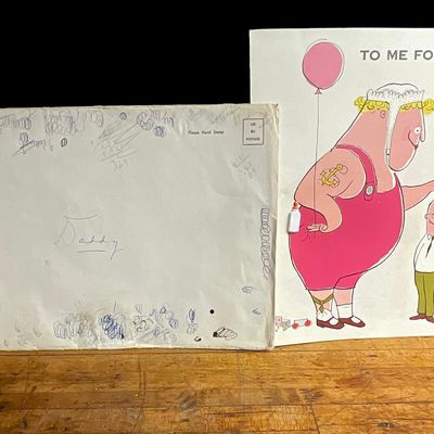 Circa 1950s-1960s Oversized Napoleon Prints Humorous Father’s Day Greeting Card and Envelope