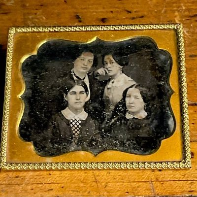 Circa 1855-1865 Half-Plate Ambrotype Group Portrait of Four Women