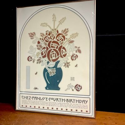 1975 David Lance Goines Chez Panisse Fourth Birthday Lithograph Poster