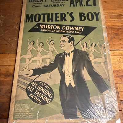 1929 Mother's Boy Theatrical Window Card Poster featuring Morton Downey