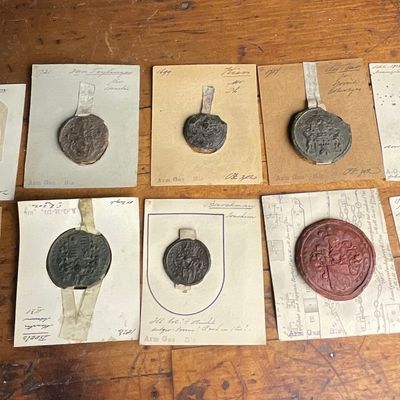 1437-1757 Collection of Eleven Dutch Heraldic Wax and Wafer Seal Impressions
