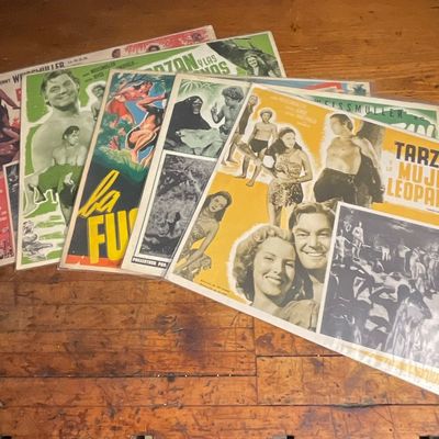1930s-1940s Collection of Mexican Movie Lobby Cards for Tarzan Films starring Johnny Weissmuller