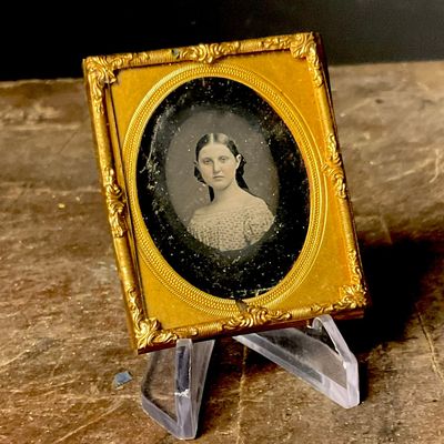 Mid-19th Century Ninth-Plate Daguerreotype Portrait of a Young Woman