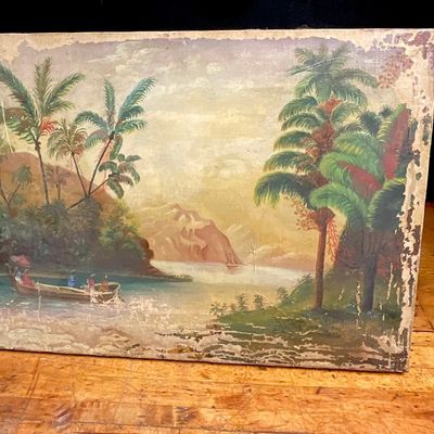 American School 19th Century Tropical Landscape Oil on Canvas