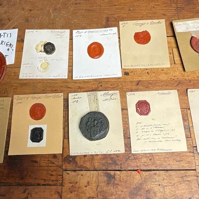 A Collection of Eleven Antique Wax Seal Impressions from the 13th to 20th Century
