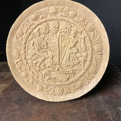 20th Century Reproduction Wax Novelty Wall Plaque with Musicians and Pastoral Scene