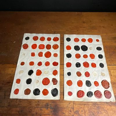 19th Century Collection of Heraldic Wax Seal Specimen Sheets