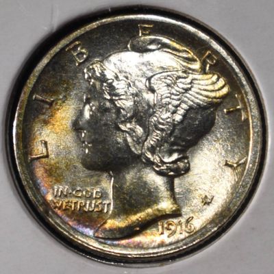 Sale Photo Thumbnail #158: 1916 MERCURY DIME GEM BU FSB