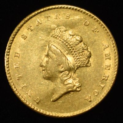 Sale Photo Thumbnail #442: 1854 $1 TYPE2 GOLD SHARP ORIG UNC
