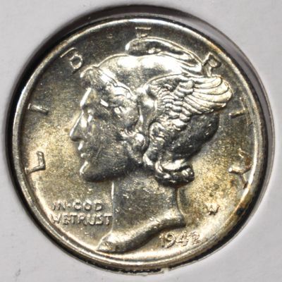 Sale Photo Thumbnail #197: 1942/1 MERCURY DIME BU FSB
