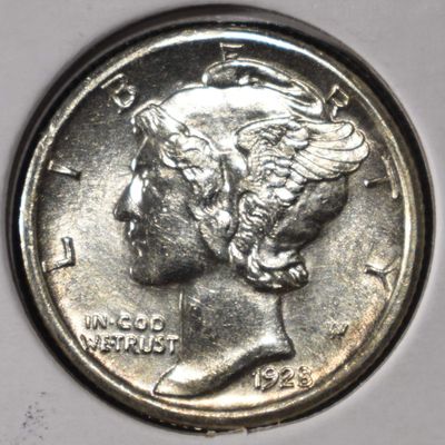 Sale Photo Thumbnail #186: 1928-S MERCURY DIME BU FSB