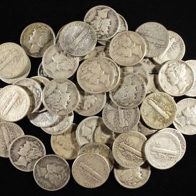 Sale Photo Thumbnail #360: (50) MERCURY DIMES 90% SILVER