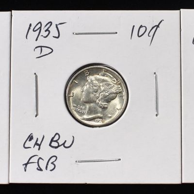 Sale Photo Thumbnail #193: 1935-P&D CH BU FSB & 1935-S MERCURY DIMES CH BU