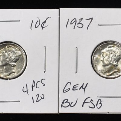 Sale Photo Thumbnail #194: 1936-P&S CH BU&1937-P&S MERCURY DIMES GEM CH BU/BU