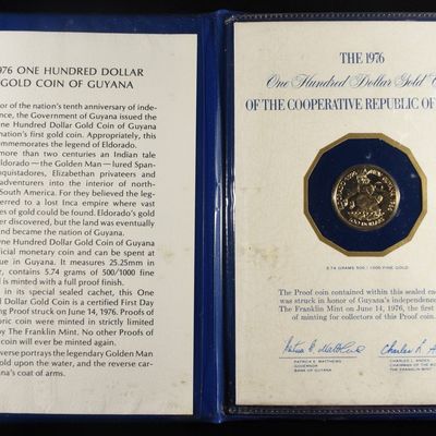 Sale Photo Thumbnail #441: 1976 $100 GOLD COIN COOPERATIVE REPUBLIC OF GUYANA
