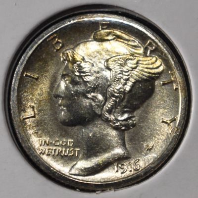 Sale Photo Thumbnail #159: 1916-S MERCURY DIME CH BU FSB