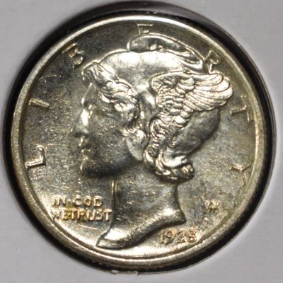 Sale Photo Thumbnail #185: 1928-D MERCURY DIME BU FSB