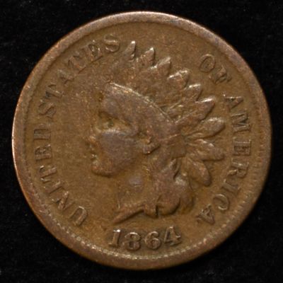1864 L ON RIBBON INDIAN CENT VG/F