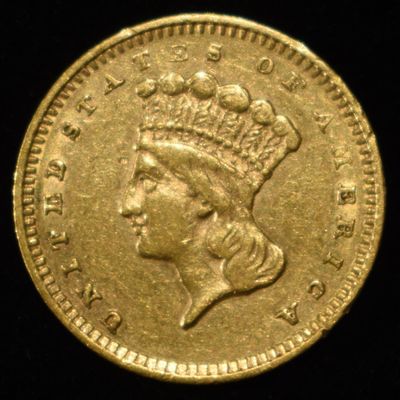 Sale Photo Thumbnail #443: 1860-S $1 TYPE3 GOLD NICE AU/UNC VERY SCARCE DATE