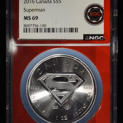 Sale Photo Thumbnail #390: 2016 1 OZ SILVER CANADA SUPERMAN NGC MS-69