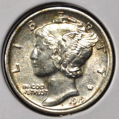 Sale Photo Thumbnail #165: 1919 MERCURY DIME BU FSB