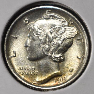 Sale Photo Thumbnail #163: 1918-D MERCURY DIME CH BU