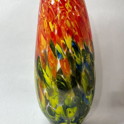 Sale Photo Thumbnail #257: LARGE MULTICOLOR HAND-BLOWN ART GLASS VASE