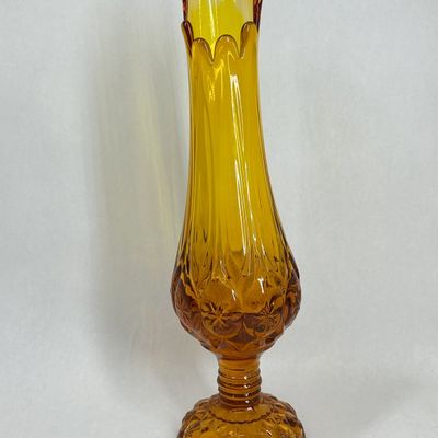 Sale Photo Thumbnail #270: AMBER GLASS MOON AND STARS SWUNG VASE