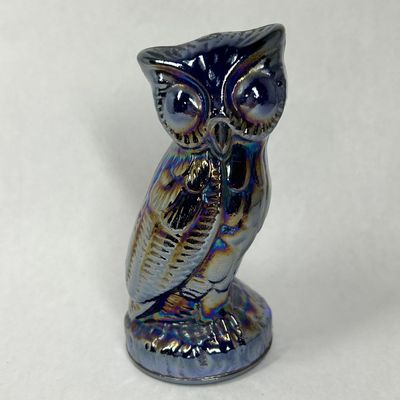 Sale Photo Thumbnail #256: IRIDESCENT COBALT BLUE GLASS OWL FIGURINE
