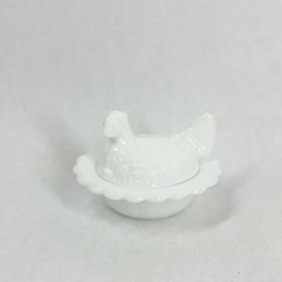Sale Photo Thumbnail #439: MOSSER GLASS MINIATURE MILK GLASS HEN ON NEST