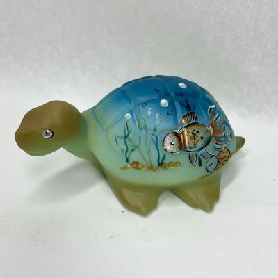 2026 KIM BARLEY OOAK FENTON SATIN GLASS TURTLE