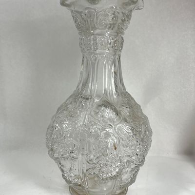 PRESSED LOGANBERRY CLEAR GLASS VASE